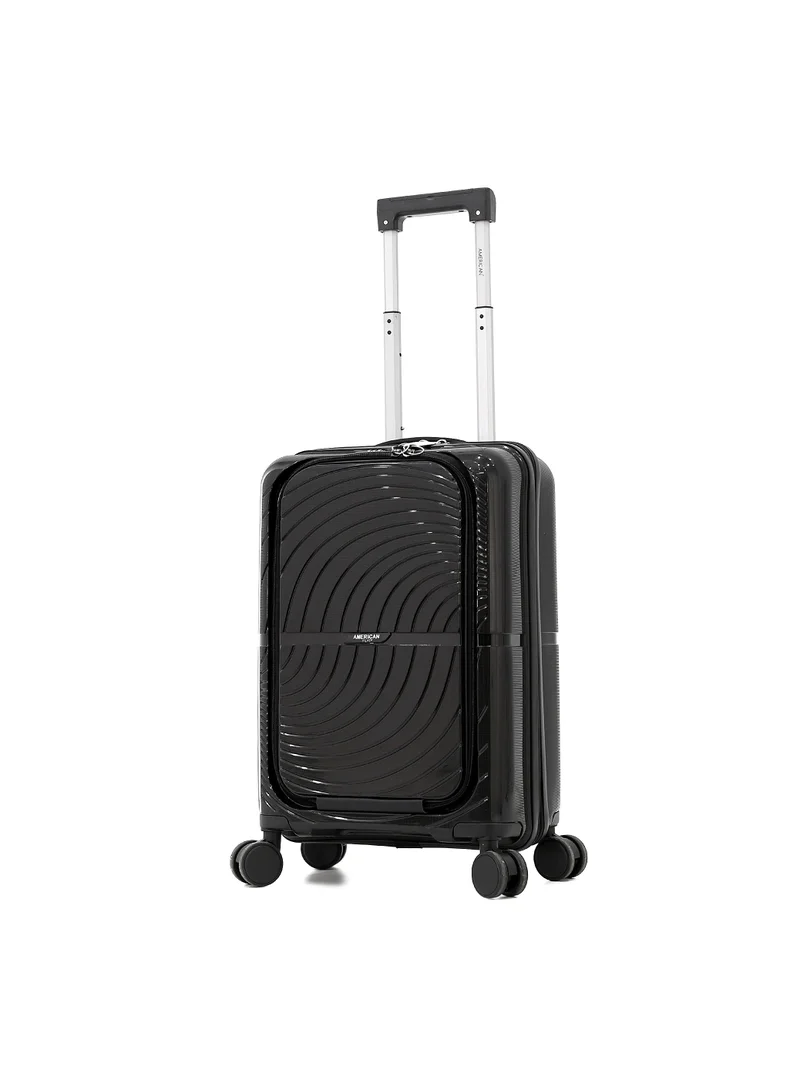 AMERICAN FLYER Unbreakable Hardshell PP Luggage Trolley Bag 20 inch Cabin Size With Double Spinner Wheels,Black