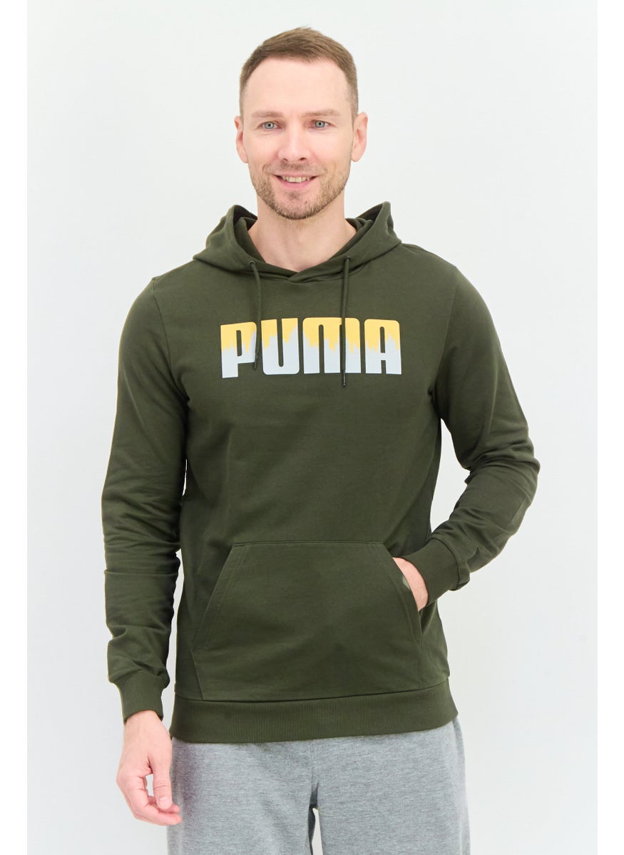 PUMA Men Regular Fit Hooded Outdoors Sweatshirt, Deep Olive  - Image 1