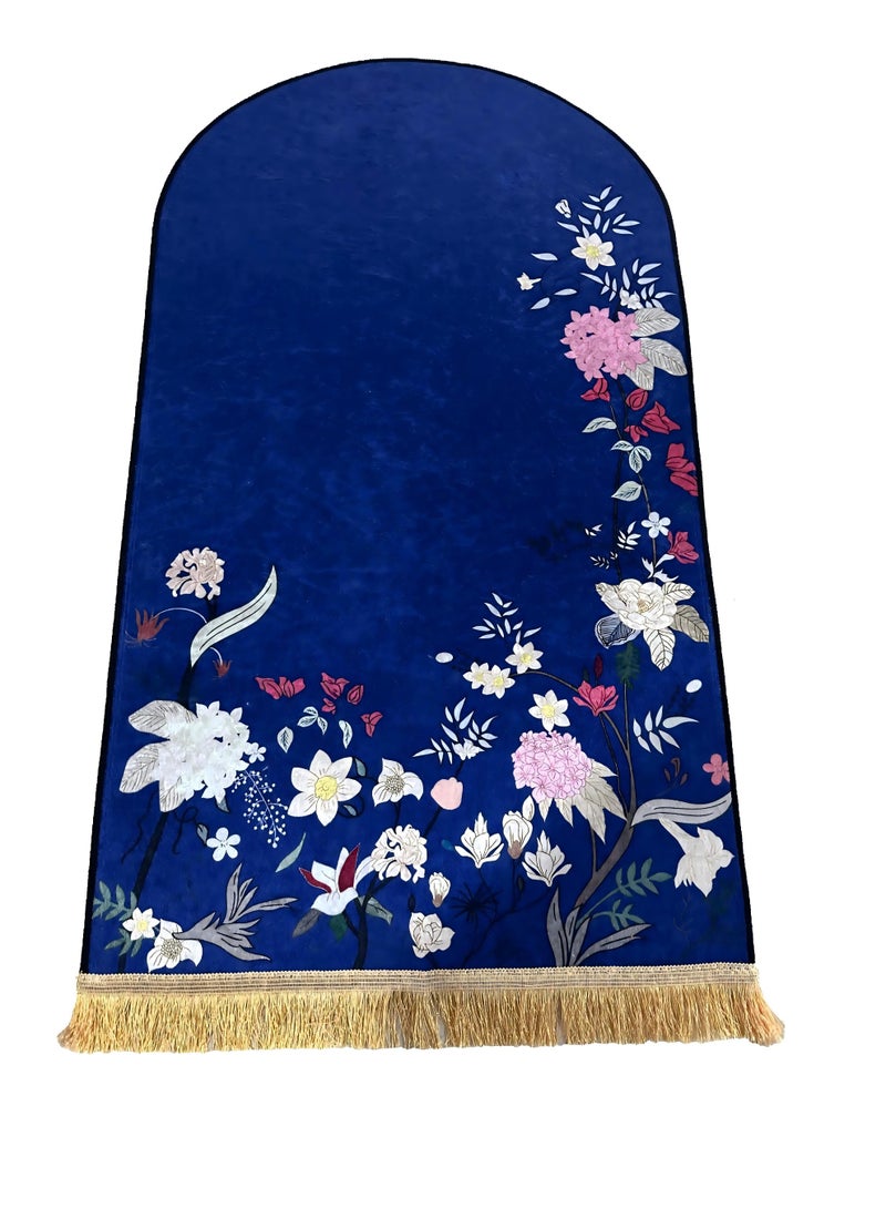 Luxury Embroidered Prayer Mat for Women – Elegant Arch-Shaped Islamic Sajada with Floral Embroidery, Soft Plush Velvet Texture, Premium Lightweight Design for Daily Salah & Ramadan Gifts – Ideal Muslim Prayer Rug for Ladies, Home, Mosque, Travel, and Special Occasions – High-End Floral Musalla for Muslim Women - Image 3