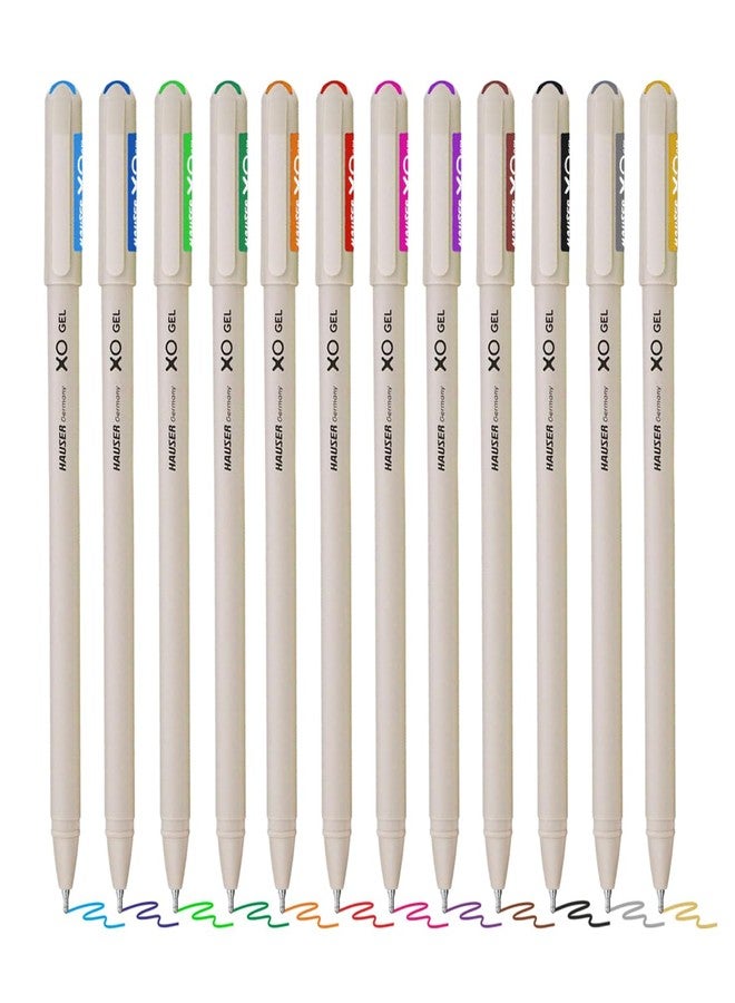 Flair Hauser Xo Multicolor Gel Pen With Hard Box Case | Sleek Body & Minimalistic Design | Matt Finish | Ultra Durable Tip | Set Of 12 Bright Ink Colors X 3 Pack - Image 1