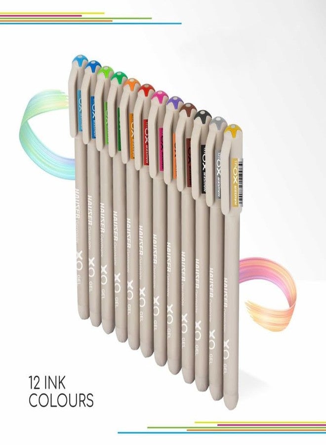 Flair Hauser Xo Multicolor Gel Pen With Hard Box Case | Sleek Body & Minimalistic Design | Matt Finish | Ultra Durable Tip | Set Of 12 Bright Ink Colors X 3 Pack - Image 4
