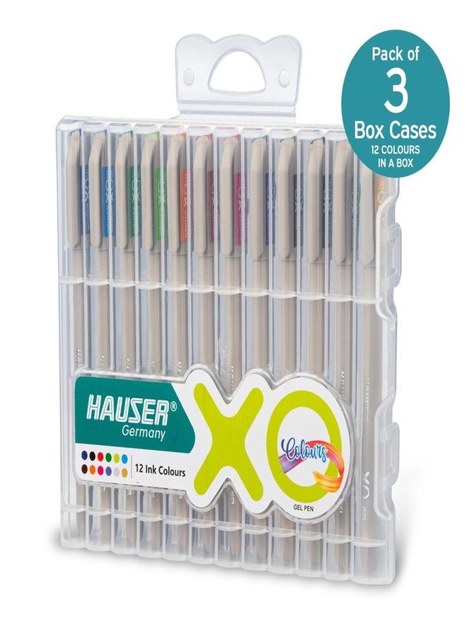 Flair Hauser Xo Multicolor Gel Pen With Hard Box Case | Sleek Body & Minimalistic Design | Matt Finish | Ultra Durable Tip | Set Of 12 Bright Ink Colors X 3 Pack - Image 2