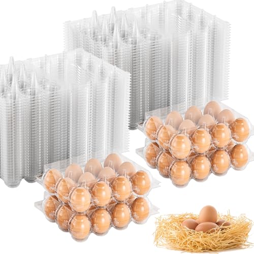EVANCENT 100 Pack Egg Cartons Cheap Bulk 12 Count Clear Plastic Egg Containers for Chicken Eggs, Reusable Egg Holder for Home Ranch Farm Commercial Market Display, Plastic Egg Packaging for Craft Projects - Image 1