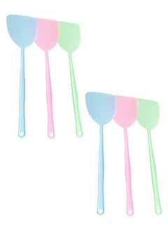 HAWAWA 6pcs Plastic Fly Swatters  Strong Durable Flexible Long Handle Manual Fly Swatters Set, Home and Kitchen Helper FlySwatter Assorted Colors.  - Image 1