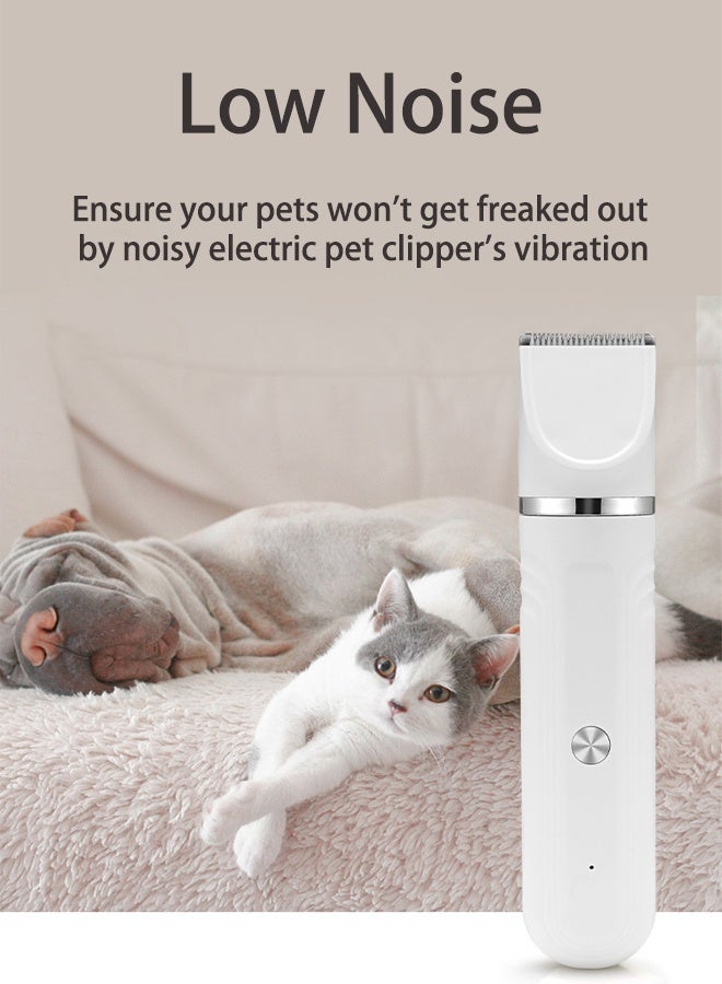 Cat Dog Clippers Grooming Kit Pet Hair Clippers Low Noise Paw Trimmer, Rechargeable Cordless Quiet Pet Nail Grinder Shaver for Small Medium Large Cats Dogs Pets, White - Image 5