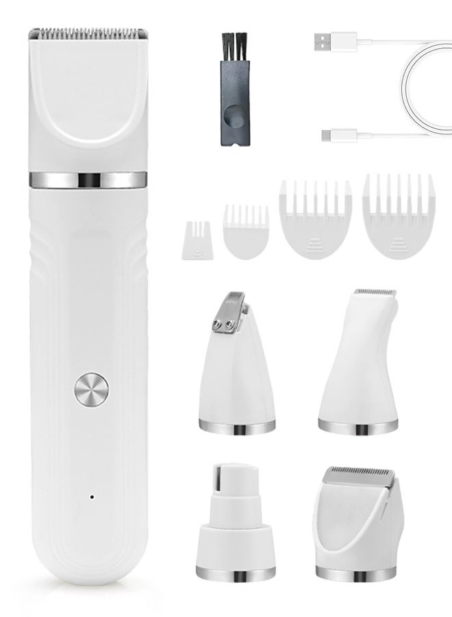 Cat Dog Clippers Grooming Kit Pet Hair Clippers Low Noise Paw Trimmer, Rechargeable Cordless Quiet Pet Nail Grinder Shaver for Small Medium Large Cats Dogs Pets, White - Image 1