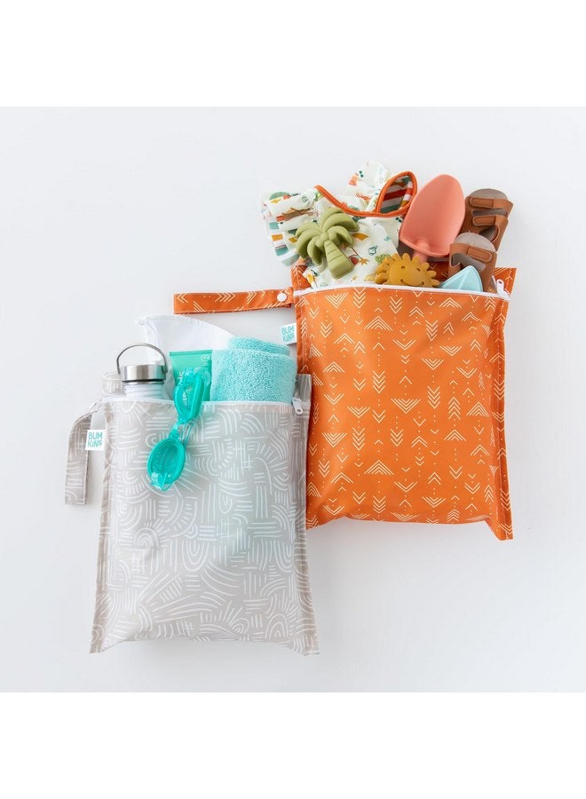 BUMKiNs Bumkins Waterproof Wet Bag for Baby, Travel, Beach Essentials, Swim Suit, Cloth Diapers, Pump Parts, Pool, Gym, Toiletry, Strap to Stroller, Daycare, Wetdry Packing Pouch, 2-pk Desert Boho  - Image 2
