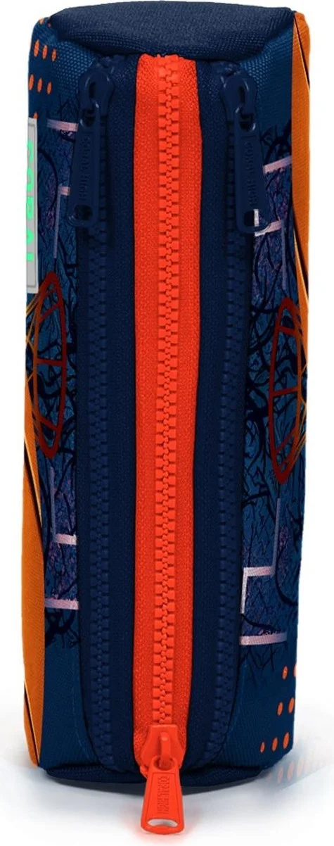 كورال هاي Kids Orange Navy Blue Basketball Patterned Three Compartment Pencil Bag 22066
