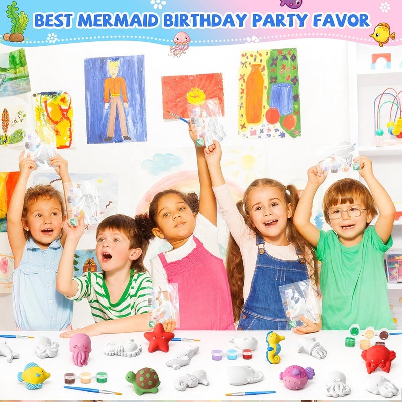 سيمقوينغ 20 مجموعة عدة رسم سيراميك حيوانات المحيط DIY سيراميك لرسم تماثيل حيوانات تحت البحر الخاصة بك فنون وحرف جص غير مطلية صيفية للكبار هدايا حفلات شاطئية لأعياد الميلاد - Image 5