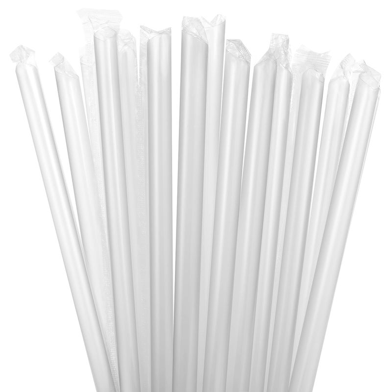 RENYIH 400 Pcs Clear Boba Straws Jumbo Smoothie StrawsIndividually Wrapped Disposable Plastic Large Widemouthed Milkshake Drinking Straws 043 Wide X 945 Long