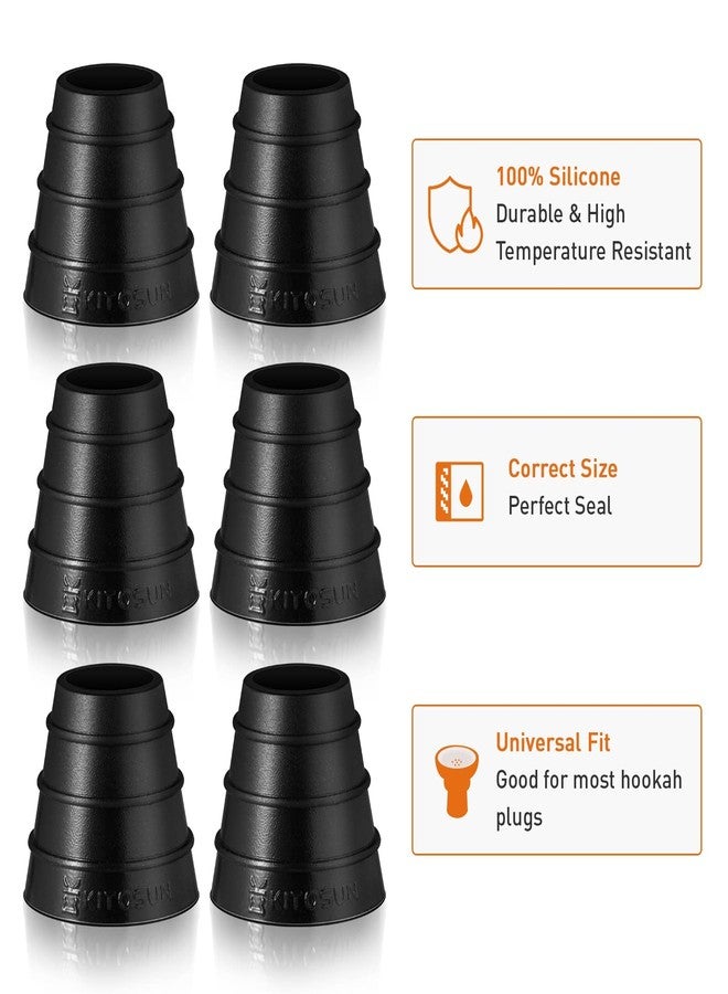 KITOSUN Hookah Hose Grommets Silicone Gasket - Kitosun Original Hookah Accessories Durable Silicon Plug Grommets Ensure air-Tight Seal Prevent Shisha Hoses Falling Out While Smoking (Black) - Image 3