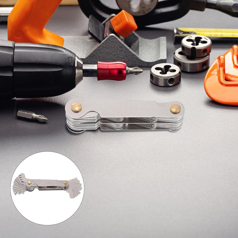 Stainless Steel Foldable Thread Pitch Gauge Metric Measuring Tool Rust Resistant - Image 5