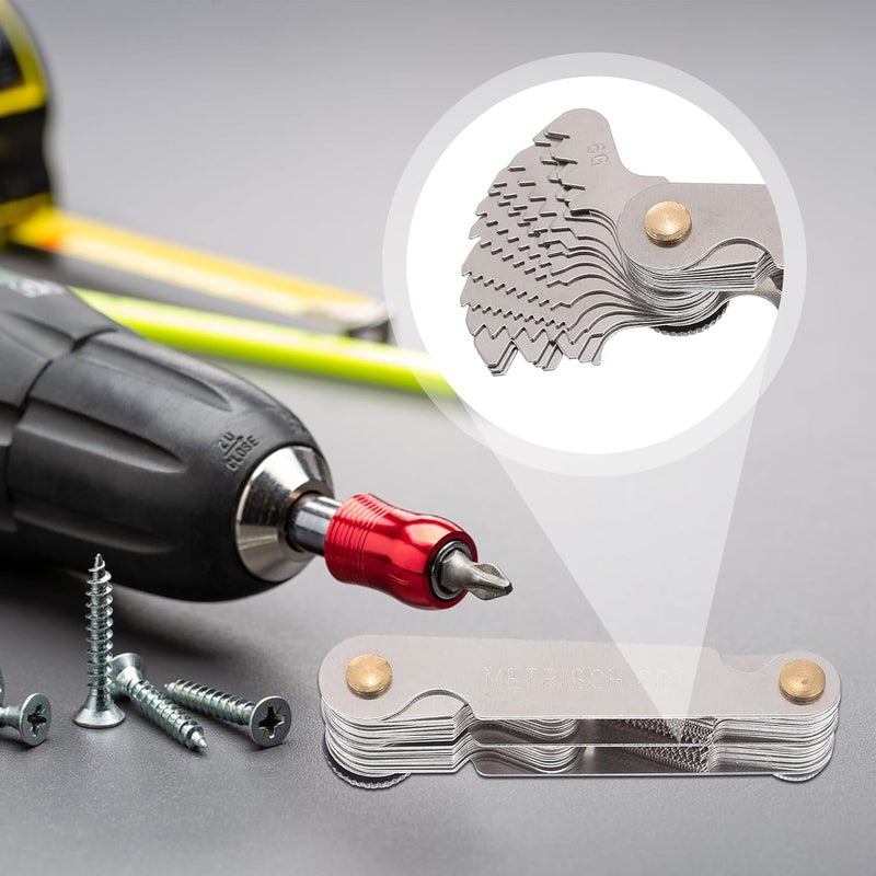 Stainless Steel Foldable Thread Pitch Gauge Metric Measuring Tool Rust Resistant - Image 3