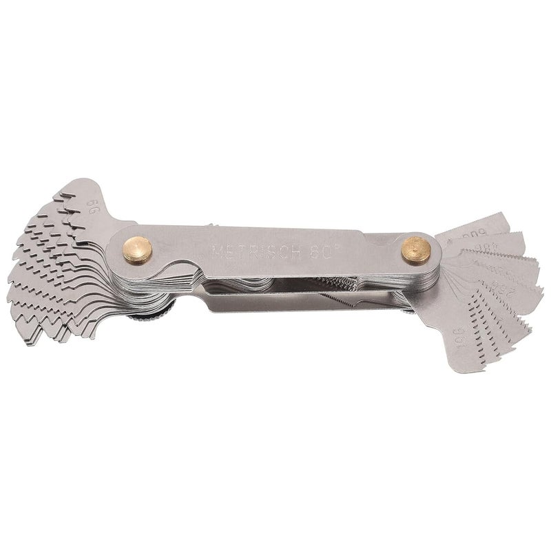 Stainless Steel Foldable Thread Pitch Gauge Metric Measuring Tool Rust Resistant - Image 2