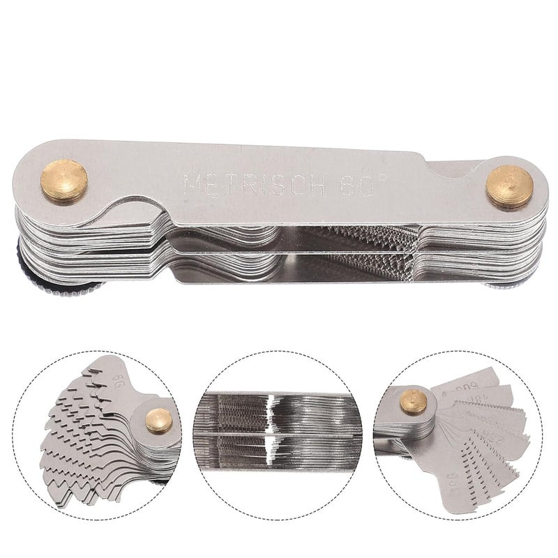 Stainless Steel Foldable Thread Pitch Gauge Metric Measuring Tool Rust Resistant - Image 4