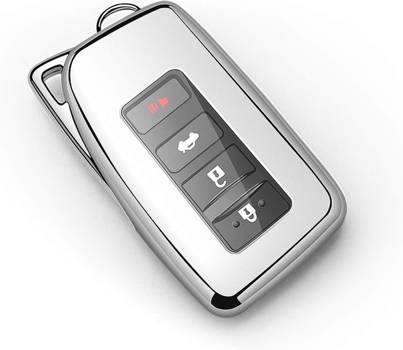 Autophone Compatible with Lexus Key Fob Cover with Keychain Soft TPU 360 Degree Protection Key Shell Case for RX ES GS LS NX RS GX LX RC LC Smart Key-Silver - Image 5