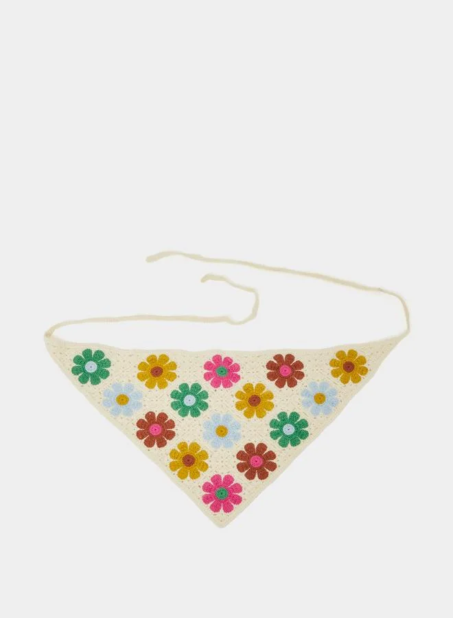 Styli Floral Crochet Bandana Head Scarf