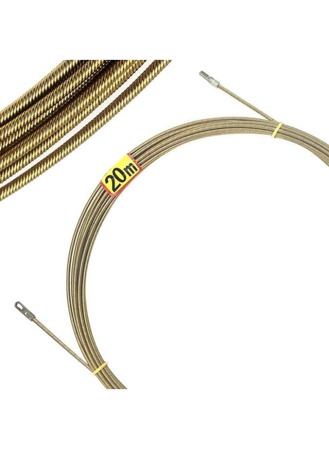 Biella 4Mm Electrical Spring Wire Threader Fish Tape Fastener Cable Wire Puller Tool Upgraded 6 Cores Larger Leader Hole Electrician Threading Device 20 Mtr - Image 1