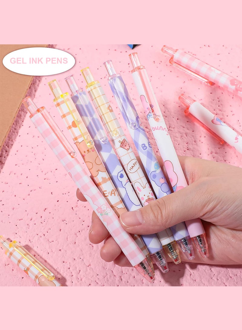 روعة 10 قطع من أقلام حبر جل كاواي 0.5 مم حبر أسود أقلام لطيفة قلم حبر جل قابل للسحب حبر أسود لوازم مدرسية أنيقة للفتيات لوازم مكتبية هدية أنماط عشوائية - Image 3