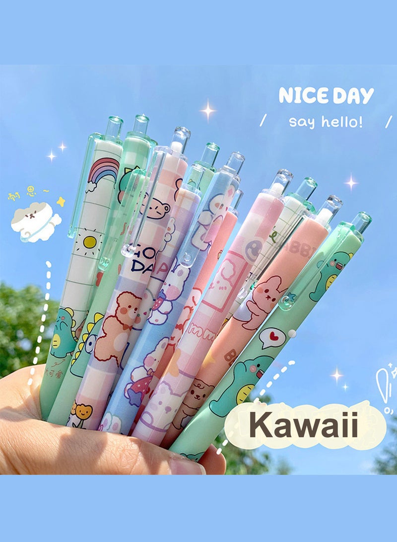 روعة 10 قطع من أقلام حبر جل كاواي 0.5 مم حبر أسود أقلام لطيفة قلم حبر جل قابل للسحب حبر أسود لوازم مدرسية أنيقة للفتيات لوازم مكتبية هدية أنماط عشوائية - Image 2