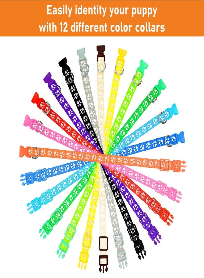 GAMUDA Puppy Collars, Super Soft Nylon Adjustable Whelping ID Bands, Footprint Pattern Litter Set with 2 Record Keeping Charts, 12 Pack (S) - Image 4