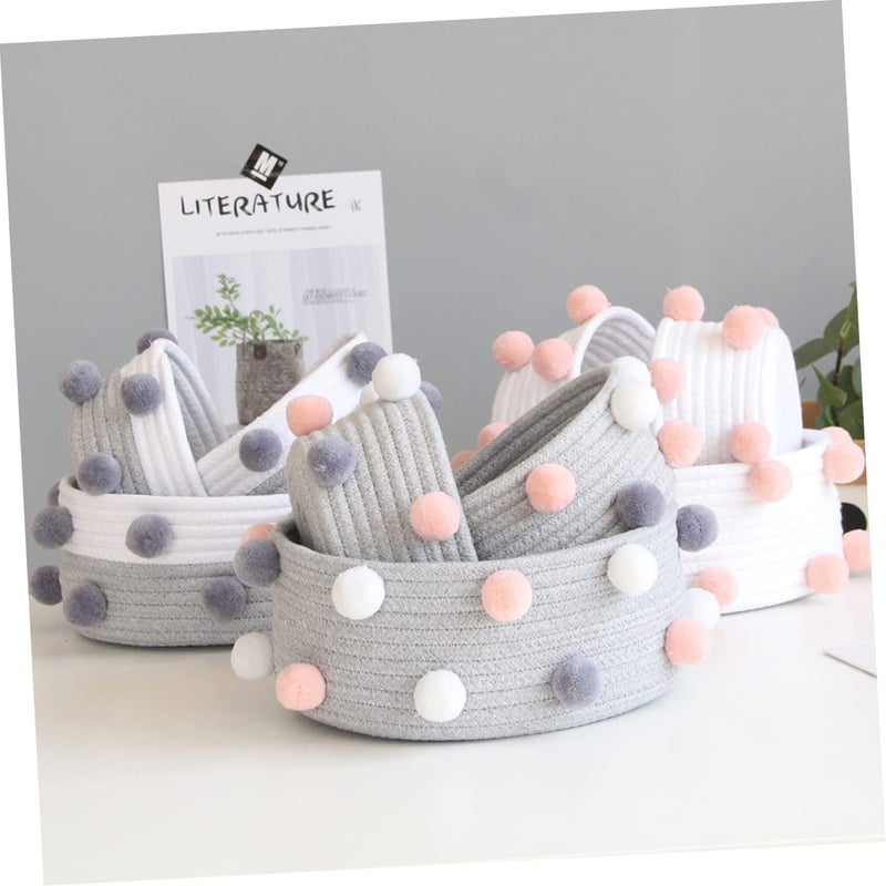 مجموعة صندوق تخزين منظف ماكياج قطن من 2 سلة منسوجة للمكتب لمستحضرات التجميل - Image 5