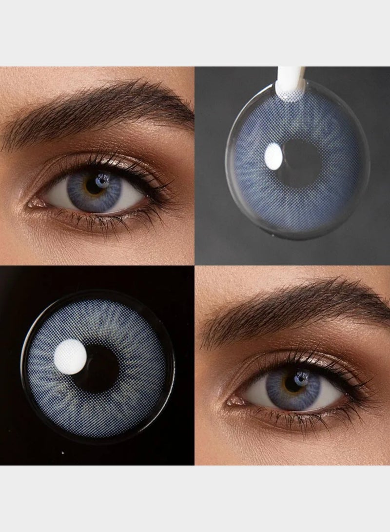 Unibling Queen Grey Blue Yearly Colored Contact Lenses, Unisex Cosmetic Contact Lenses, Enlargement Collection, With Case - Image 3