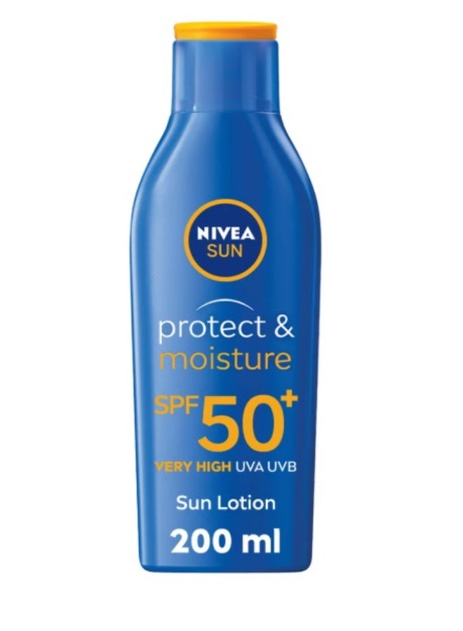 نيفيا لوشن واقي شمس NIVEA Protect & Moisture بعامل حماية SPF50 بحجم 200 مل – حماية من أشعة UVA وUVB مع ترطيب يدوم طويلاً - Image 1