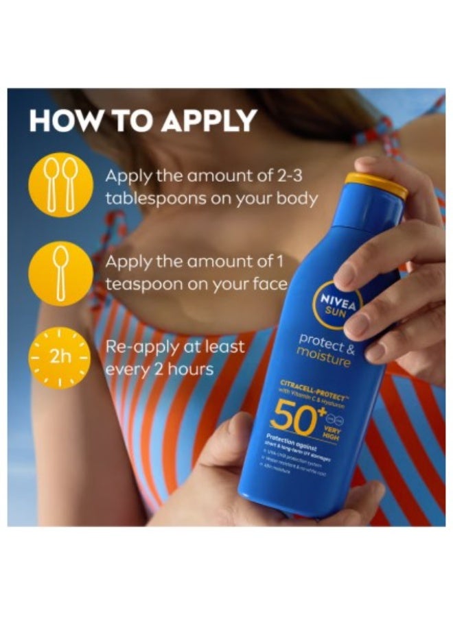 نيفيا لوشن واقي شمس NIVEA Protect & Moisture بعامل حماية SPF50 بحجم 200 مل – حماية من أشعة UVA وUVB مع ترطيب يدوم طويلاً - Image 3