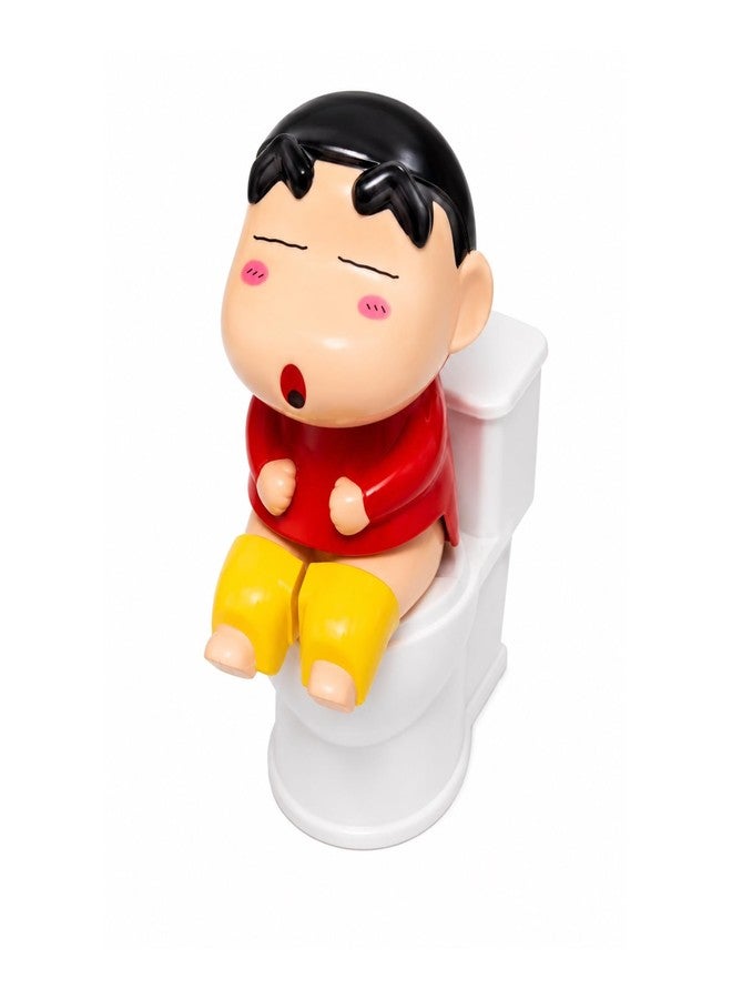 Cute Cartoon Toilet Sitting Figurine Toy for Kids | Novelty Desk Decor Showpiece | Collectible Mini Figure | Birthday Return Gift, Red Yellow - Image 1