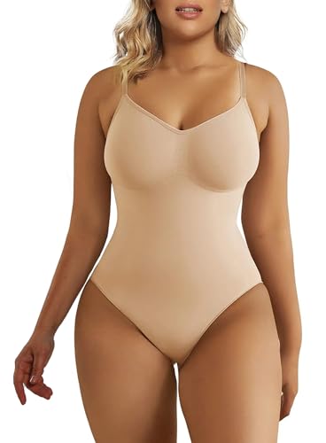 SHAPERX Bodysuit for Women Tummy Control Shapewear Seamless Sculpting Thong Body Shaper Tank Top,SZ5215-Beige-4XL - Image 1