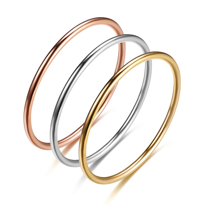 1mm Thin Titanium Steel Smooth Ring for Women - Korean Style Minimalist Simple Solid Band Couple Ring - Image 2