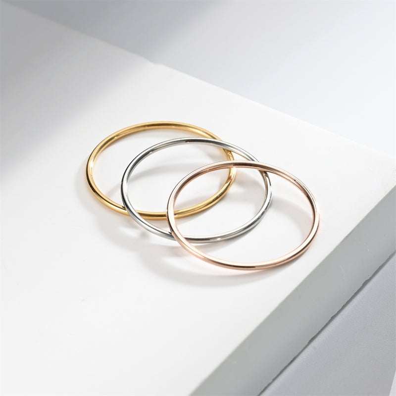 1mm Thin Titanium Steel Smooth Ring for Women - Korean Style Minimalist Simple Solid Band Couple Ring - Image 5