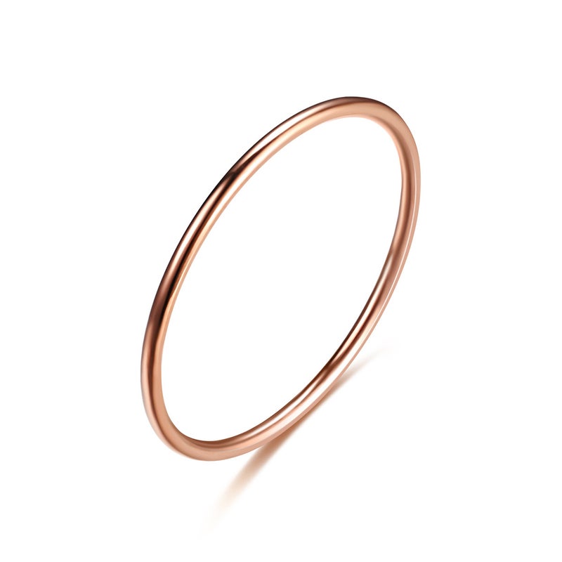 1mm Thin Titanium Steel Smooth Ring for Women - Korean Style Minimalist Simple Solid Band Couple Ring - Image 1