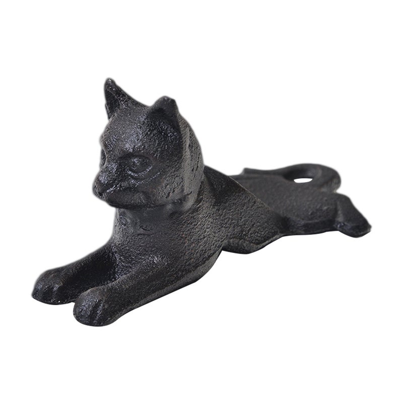2pcs Cast Iron Cat Shape Safety Windproof Door Home Door Heavy Duty Door Stop Portable Doorstops for Home Office School (Black 15.5*7.5*6.5cm) - Image 2