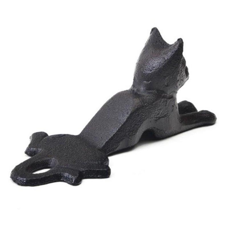 2pcs Cast Iron Cat Shape Safety Windproof Door Home Door Heavy Duty Door Stop Portable Doorstops for Home Office School (Black 15.5*7.5*6.5cm) - Image 1
