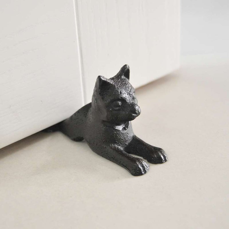 2pcs Cast Iron Cat Shape Safety Windproof Door Home Door Heavy Duty Door Stop Portable Doorstops for Home Office School (Black 15.5*7.5*6.5cm) - Image 5