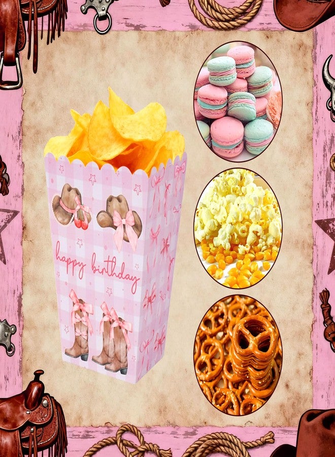Roaring Good Time Western Cowgirl Paper Bags Pink Bow Cowgirl Hat Boot Goodie Treat Bags with Handles Coquette Grocery Shopping Bag for Baby Shower Birthday Party Favors Supplies - Image 5