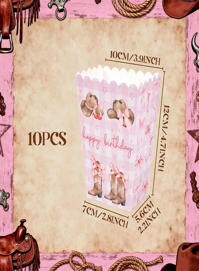 Roaring Good Time Western Cowgirl Paper Bags Pink Bow Cowgirl Hat Boot Goodie Treat Bags with Handles Coquette Grocery Shopping Bag for Baby Shower Birthday Party Favors Supplies - Image 2