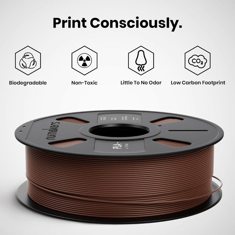 NUMAKERS PLA+ 3D Printer Filament, 1.75mm, Dimensional Accuracy +/- 0.03 mm, 1 kg Spool (2.2 lbs), Compatible with Most FDM Printers (Chocolate Brown) - Image 4