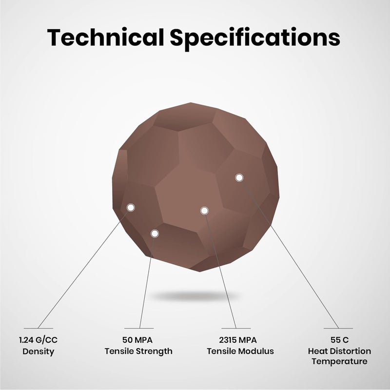 NUMAKERS PLA+ 3D Printer Filament, 1.75mm, Dimensional Accuracy +/- 0.03 mm, 1 kg Spool (2.2 lbs), Compatible with Most FDM Printers (Chocolate Brown) - Image 5