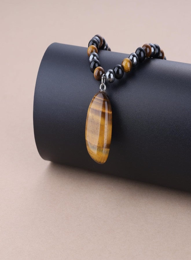 GAVU Triple Protection Necklace for Men, Men's Beaded Necklace for Men Tiger Eye Necklace for Men - Image 4
