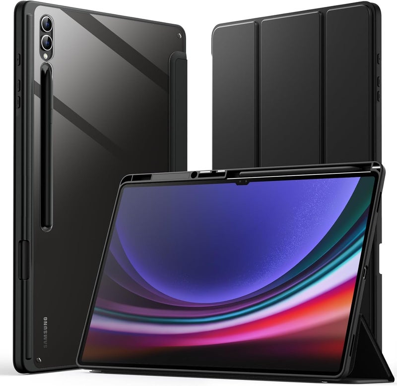 Jetech Case For Samsung Galaxy Tab S10 Ultra/Tab S9 Ultra 14.6-Inch With S Pen Holder, Clear Transparent Pc Back, Shockproof Tri-Fold Stand Tablet Cover, Auto Wake/Sleep Graphite Black - Image 1