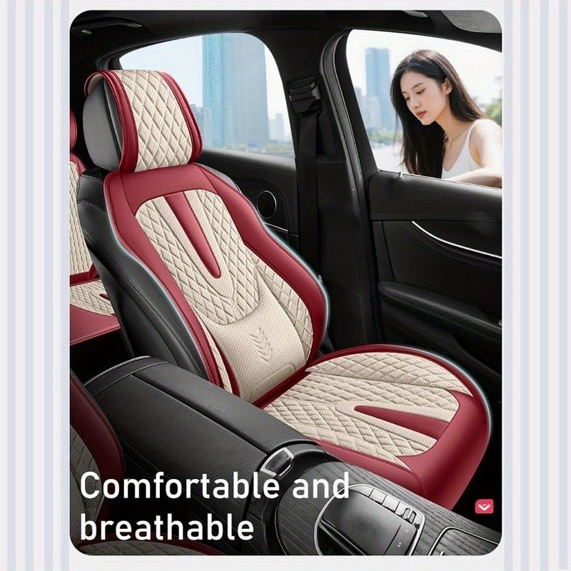 2025 New Coral Red Single Front Seat Cover Summer Breathable Cushion For Suvs And Compact Cars Durable Easy To Clean Seat Pad For Driver Or Passenger - Image 3