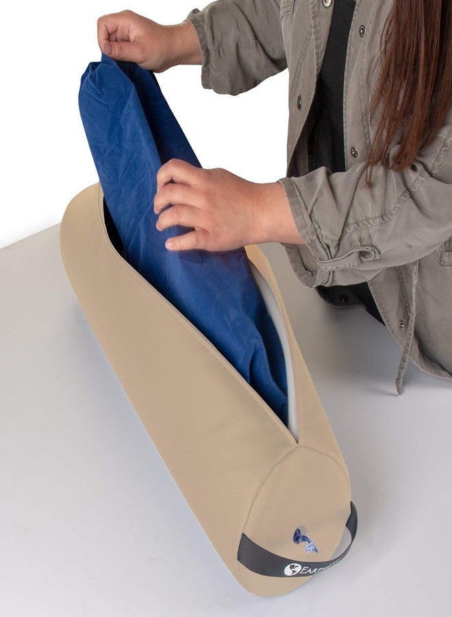 EarthLite Bolster Pillow Stowaway - Inflatable Massage, Travel & Leg Bolster, 100% PU Upholstery incl. Carry Strap/Adjustable Firmness/Back Pain Relief, Beige - Image 3