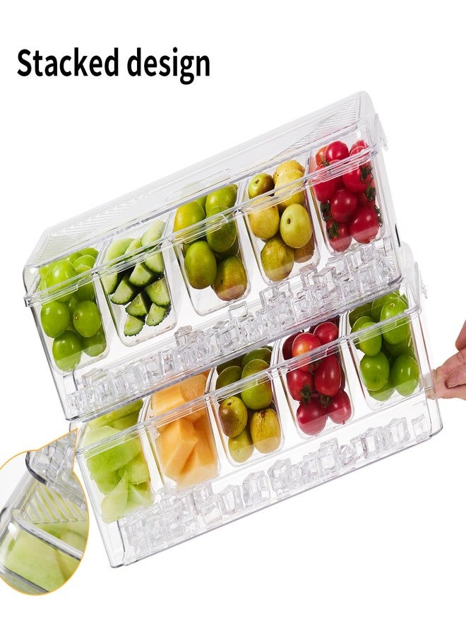 beehomay Ice Chilled Condiment，Chilled Condiment Containers，Serving Platters with Lids for 5 Removable Compartments - Image 4