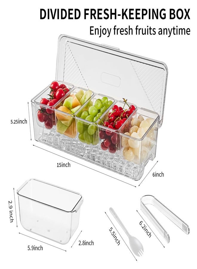 beehomay Ice Chilled Condiment，Chilled Condiment Containers，Serving Platters with Lids for 5 Removable Compartments - Image 3