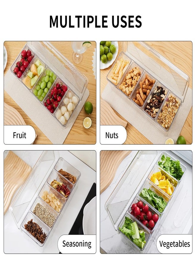 beehomay Ice Chilled Condiment，Chilled Condiment Containers，Serving Platters with Lids for 5 Removable Compartments - Image 5