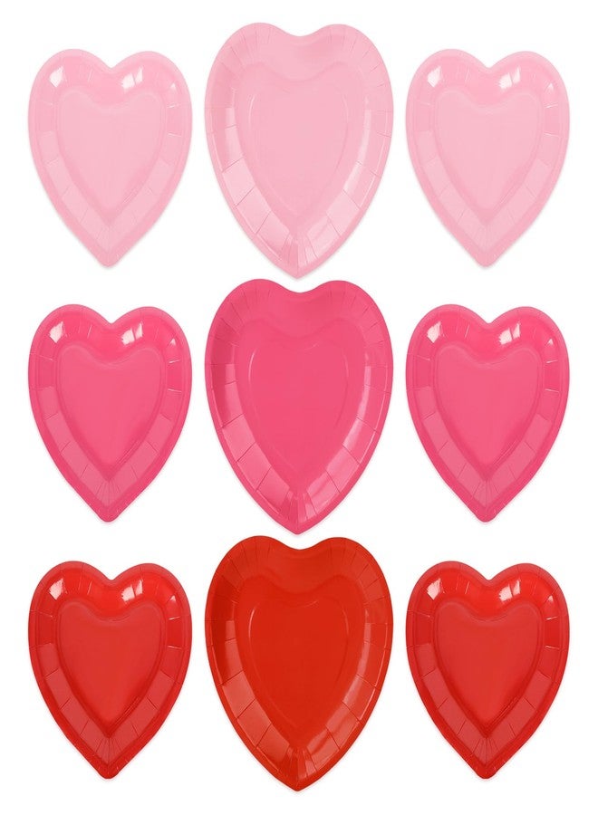 JarThenaAMCS 60Pcs Valentine's Day Paper Plate Red Pink Heart Disposable Dinner Dessert Plate 3 Colors Dinnerware Plate For Party Supplies Table Decor - Image 1