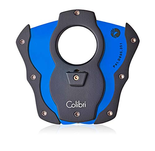 Colibri Premium Cut Cigar Cutter - Ergonomic Stainless Steel, Double Guillotine Style Spring-Loaded Straight Cut Blade, Ideal for up to 62+ Ring Gauge - Gift for Cigar Enthusiasts (Black & Blue) - Image 3